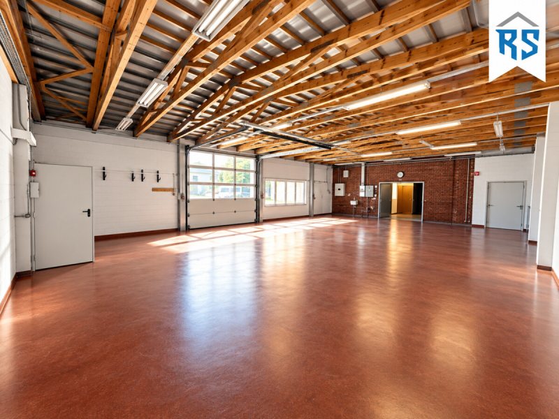 Geräumige Halle mit Pausenraum und guter Anbindung an die A27
